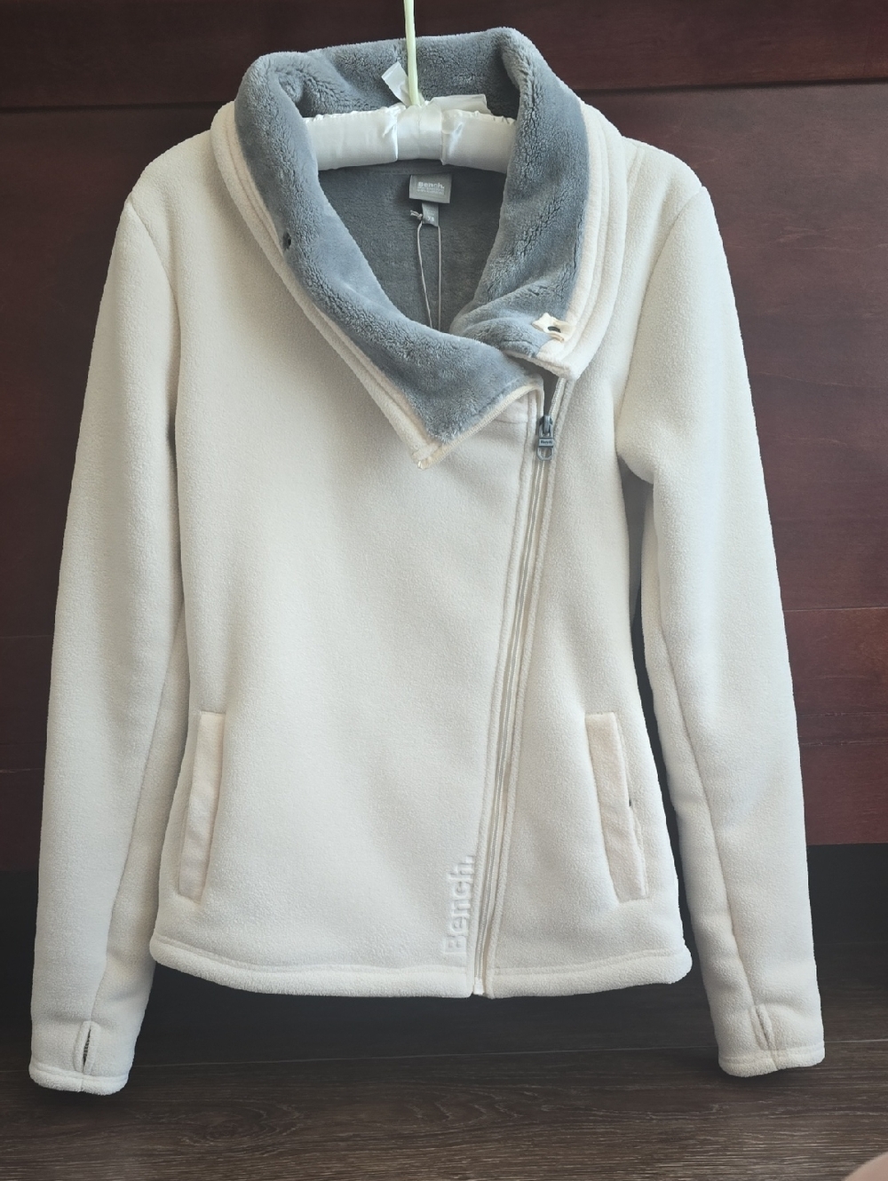 NWT Bench. Asymmetrical Zip Fleece Jacket | White Swan